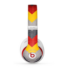 The Scratched Yellow & Red Accented Chevron Pattern V3 Skin for the Beats by Dre Studio (2013+ Version) Headphones