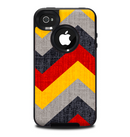 The Scratched Yellow & Red Accented Chevron Pattern V3 Skin for the iPhone 4-4s OtterBox Commuter Case.png