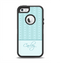The Seamless Blue Subtle Floral Strips Name Script Apple iPhone 5-5s Otterbox Defender Case Skin Set
