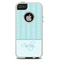 The Seamless Blue Subtle Floral Strips Name Script Skin For The iPhone 5-5s Otterbox Commuter Case