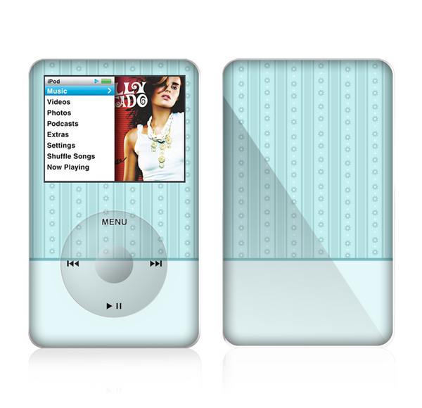 The Seamless Blue Subtle Floral Strips Skin For The Apple iPod Classic
