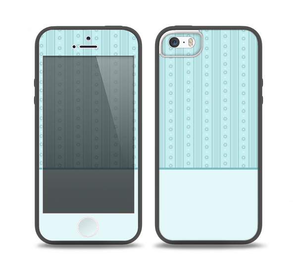 The Seamless Blue Subtle Floral Strips Skin Set for the iPhone 5-5s Skech Glow Case