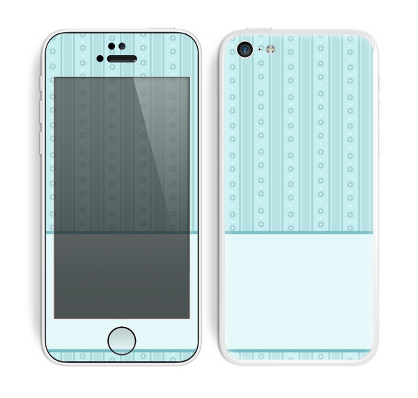 The Seamless Blue Subtle Floral Strips Skin for the Apple iPhone 5c