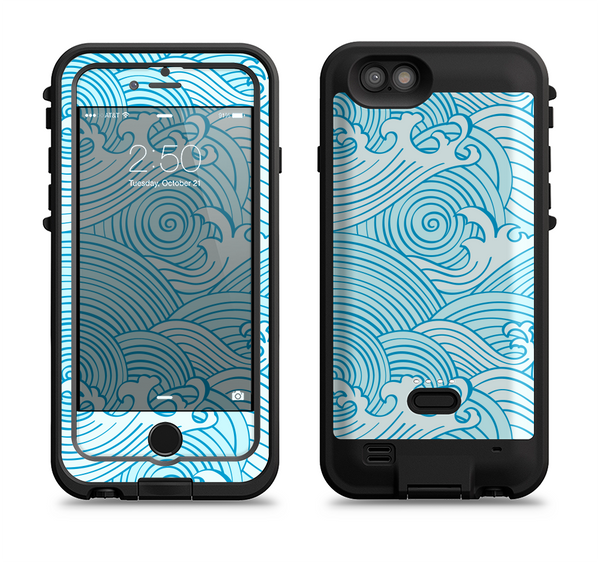 The Seamless Blue Waves Apple iPhone 6/6s LifeProof Fre POWER Case Skin Set