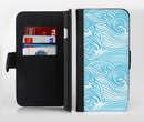The Seamless Blue Waves Ink-Fuzed Leather Folding Wallet Credit-Card Case for the Apple iPhone 6/6s, 6/6s Plus, 5/5s and 5c