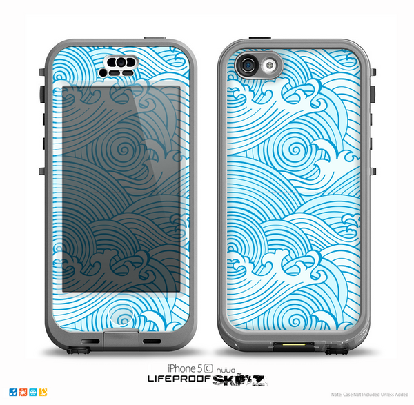 The Seamless Blue Waves Skin for the iPhone 5c nüüd LifeProof Case