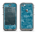 The Seamless Blue and White Paisley Swirl Apple iPhone 5c LifeProof Nuud Case Skin Set