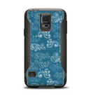 The Seamless Blue and White Paisley Swirl Samsung Galaxy S5 Otterbox Commuter Case Skin Set