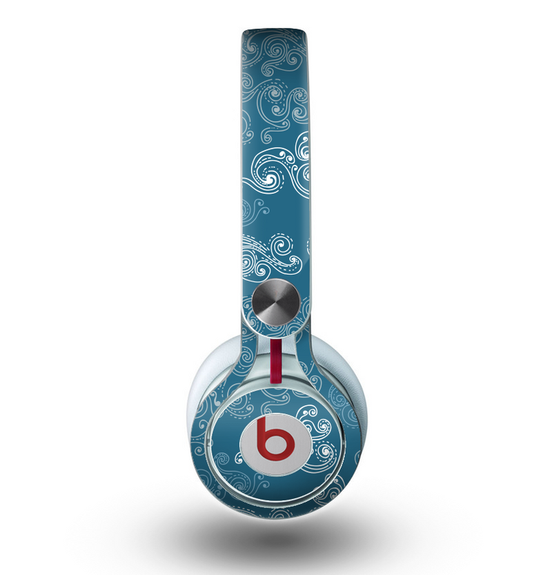The Seamless Blue and White Paisley Swirl Skin for the Beats by Dre Mixr Headphones