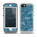 The Seamless Blue and White Paisley Swirl Skin for the iPhone 5-5s OtterBox Preserver WaterProof Case
