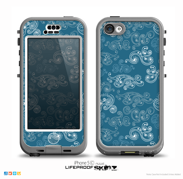 The Seamless Blue and White Paisley Swirl Skin for the iPhone 5c nüüd LifeProof Case