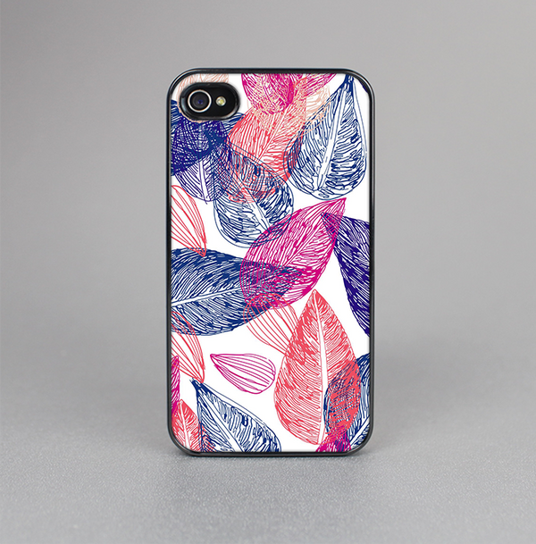 The Seamless Pink & Blue Color Leaves Skin-Sert for the Apple iPhone 4-4s Skin-Sert Case