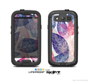 The Seamless Pink & Blue Color Leaves Skin For The Samsung Galaxy S3 LifeProof Case