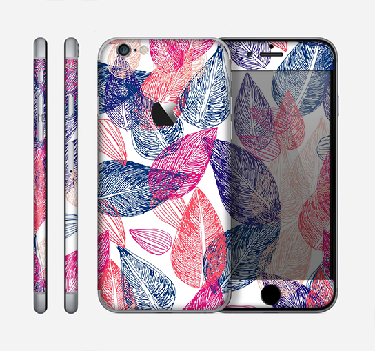 The Seamless Pink & Blue Color Leaves Skin for the Apple iPhone 6