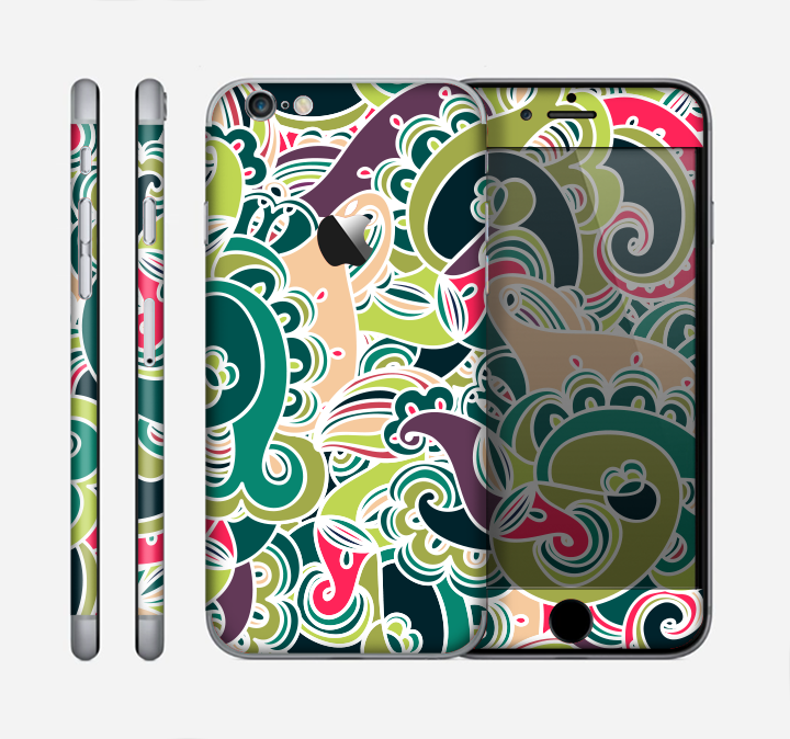 The Shades of Green Swirl Pattern V32 Skin for the Apple iPhone 6
