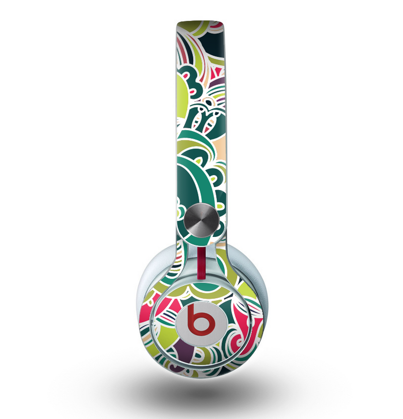 The Shades of Green Swirl Pattern V32 Skin for the Beats by Dre Mixr Headphones
