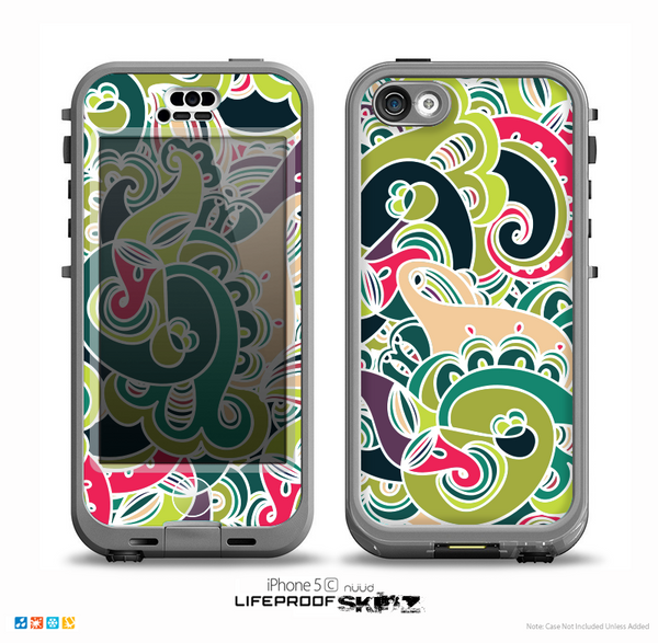 The Shades of Green Swirl Pattern V32 Skin for the iPhone 5c nüüd LifeProof Case