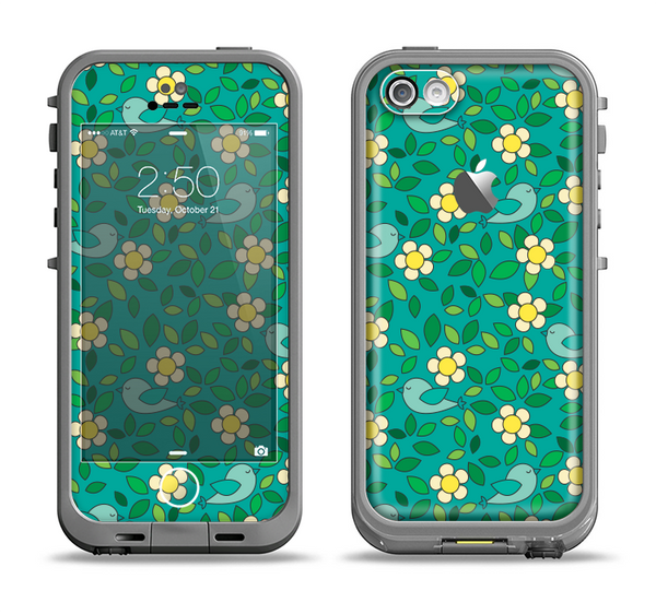 The Shades of Green Vector Flower-Bed Apple iPhone 5c LifeProof Fre Case Skin Set