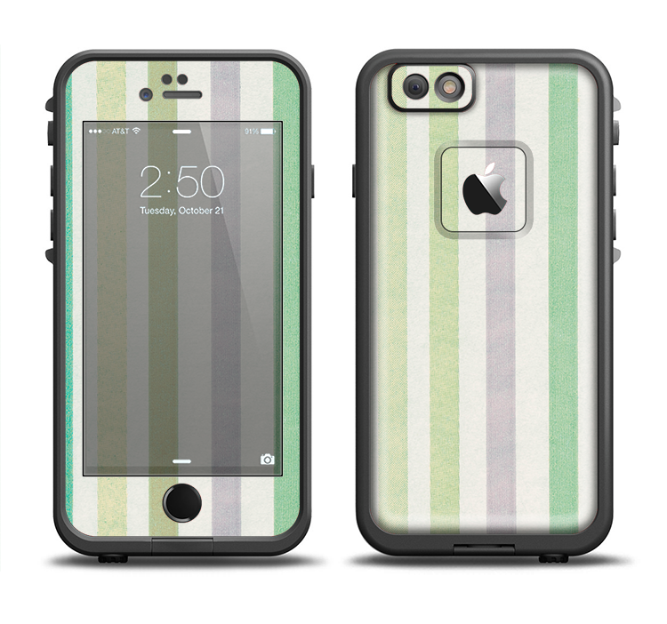 The Shades of Green Vertical Stripes Apple iPhone 6/6s Plus LifeProof Fre Case Skin Set