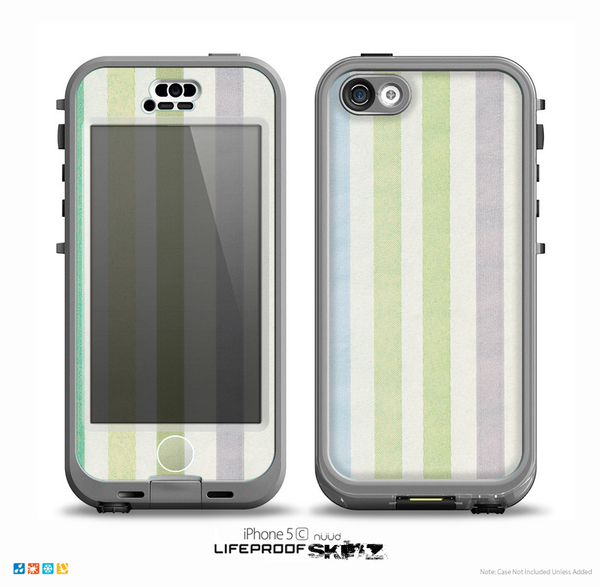 The Shades of Green Vertical Stripes Skin for the iPhone 5c nüüd LifeProof Case