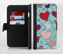 The Sharded Hearts On Teal Ink-Fuzed Leather Folding Wallet Credit-Card Case for the Apple iPhone 6/6s, 6/6s Plus, 5/5s and 5c