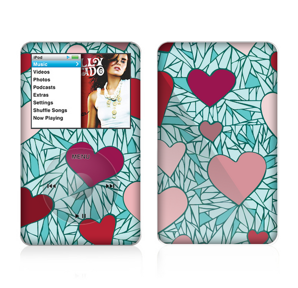 The Sharded Hearts On Teal Skin For The Apple iPod Classic