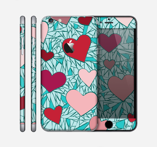 The Sharded Hearts On Teal Skin for the Apple iPhone 6 Plus
