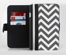 The Sharp Gray & White Chevron Pattern Ink-Fuzed Leather Folding Wallet Credit-Card Case for the Apple iPhone 6/6s, 6/6s Plus, 5/5s and 5c