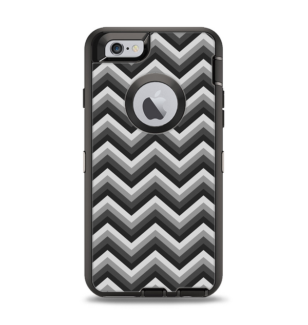 The Sharp Layered Black & Gray Chevron Pattern Apple iPhone 6 Otterbox Defender Case Skin Set