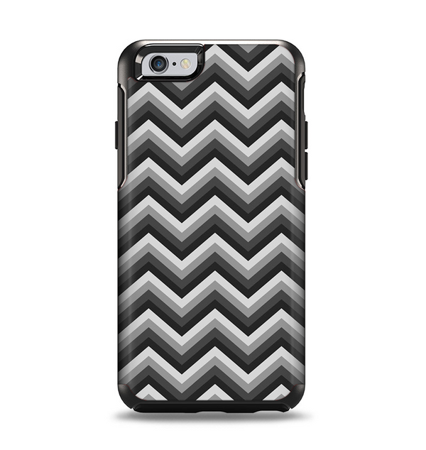 The Sharp Layered Black & Gray Chevron Pattern Apple iPhone 6 Otterbox Symmetry Case Skin Set