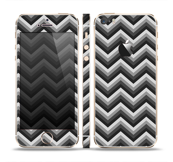 The Sharp Layered Black & Gray Chevron Pattern Skin Set for the Apple iPhone 5s