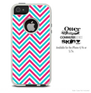 The Sharp Pink & Blue Chevron Pattern Skin For The iPhone 4-4s or 5-5s Otterbox Commuter Case