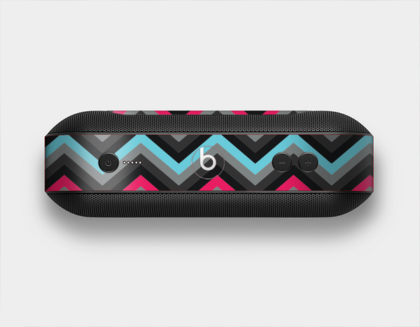 The Sharp Pink & Teal Chevron Pattern Skin Set for the Beats Pill Plus