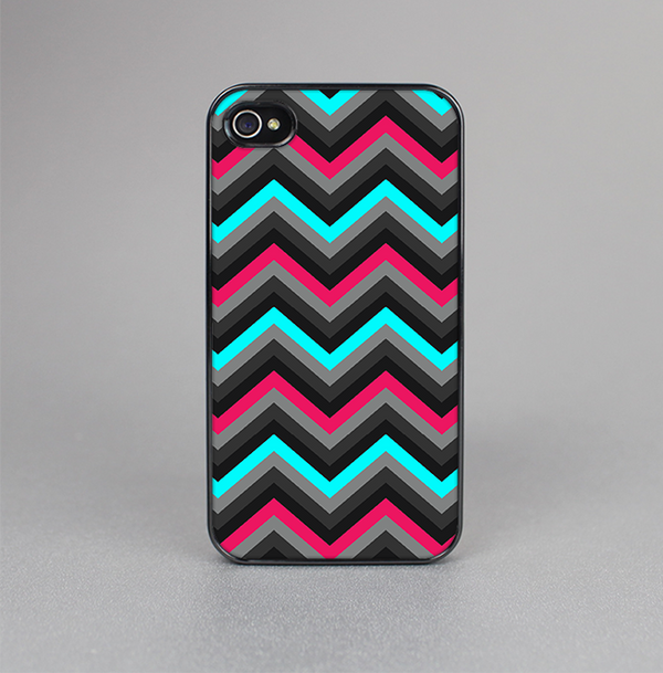 The Sharp Pink & Teal Chevron Pattern Skin-Sert for the Apple iPhone 4-4s Skin-Sert Case