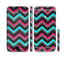 The Sharp Pink & Teal Chevron Pattern Sectioned Skin Series for the Apple iPhone 6s Plus