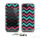 The Sharp Pink & Teal Chevron Pattern Skin for the Apple iPhone 5c LifeProof Case