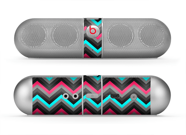The Sharp Pink & Teal Chevron Pattern Skin for the Beats by Dre Pill Bluetooth Speaker