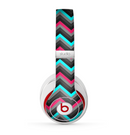 The Sharp Pink & Teal Chevron Pattern Skin for the Beats by Dre Studio (2013+ Version) Headphones