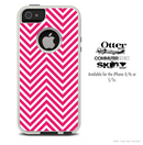 The Sharp Pink & White Chevron Pattern Skin For The iPhone 4-4s or 5-5s Otterbox Commuter Case