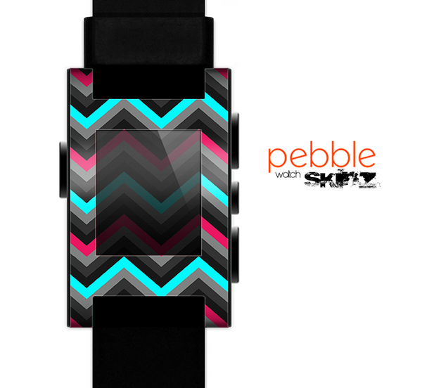 The Sharp Pink & Teal Chevron Pattern Skin for the Pebble SmartWatch