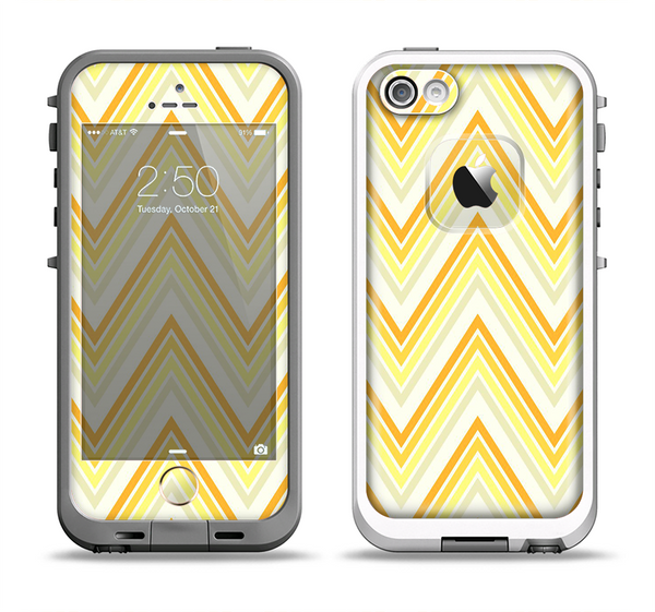 The Sharp Vintage Yellow Chevron Apple iPhone 5-5s LifeProof Fre Case Skin Set