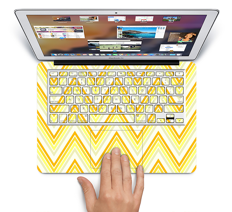 The Sharp Vintage Yellow Chevron Skin Set for the Apple MacBook Pro 15" with Retina Display