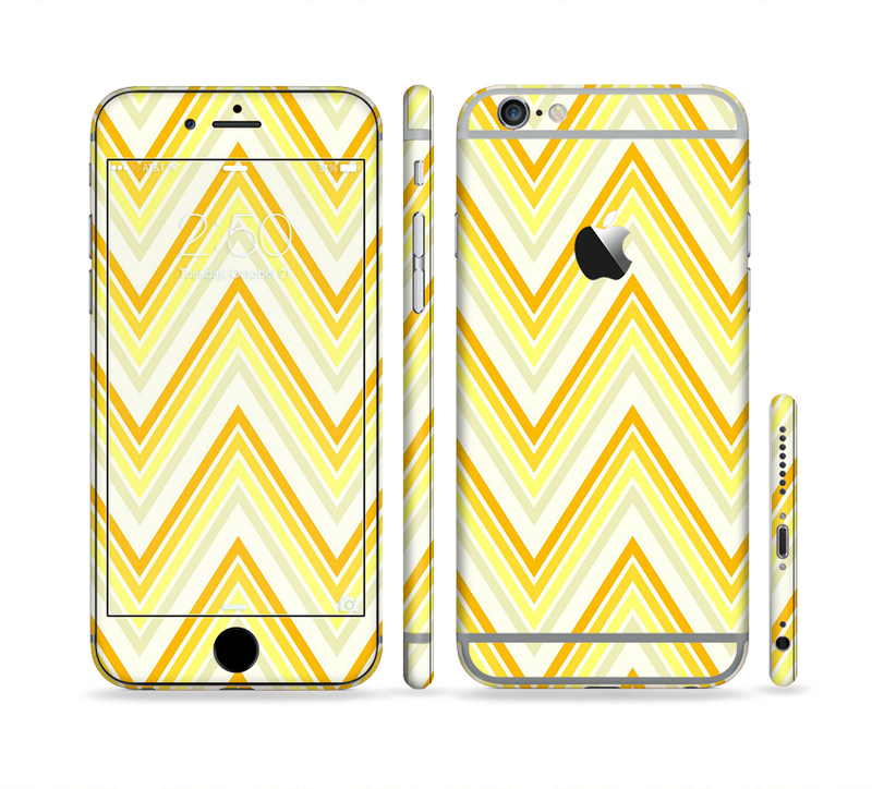 The Sharp Vintage Yellow Chevron Sectioned Skin Series for the Apple iPhone 6 Plus