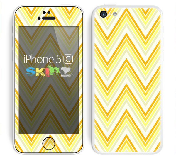 The Sharp Vintage Yellow Chevron Skin for the Apple iPhone 5c