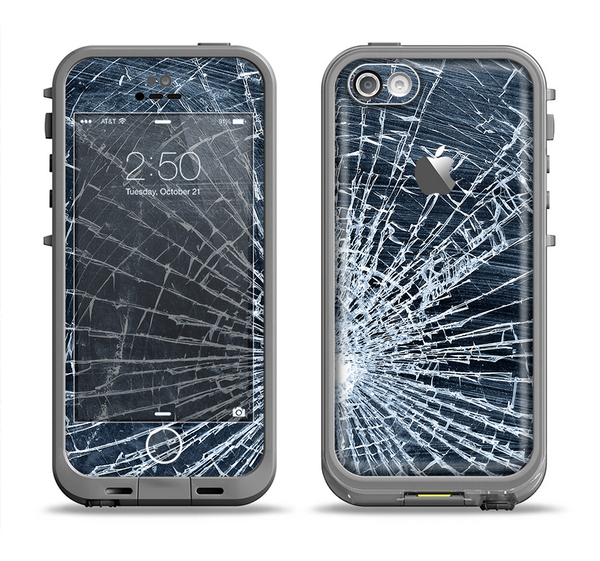 The Shattered Glass Apple iPhone 5c LifeProof Fre Case Skin Set