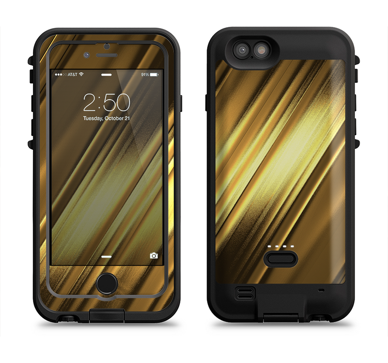 The Shimmering Slanted Gold Texture Apple iPhone 6/6s LifeProof Fre POWER Case Skin Set