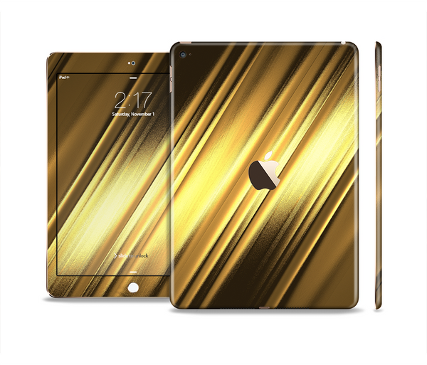 The Shimmering Slanted Gold Texture Skin Set for the Apple iPad Pro
