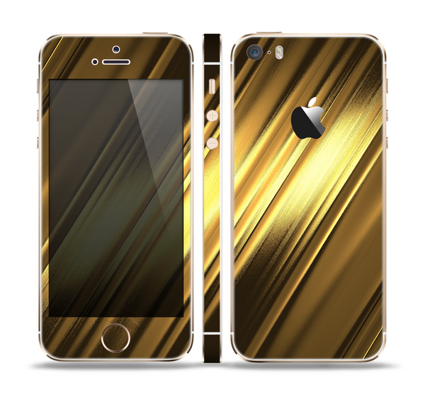The Shimmering Slanted Gold Texture Skin Set for the Apple iPhone 5s