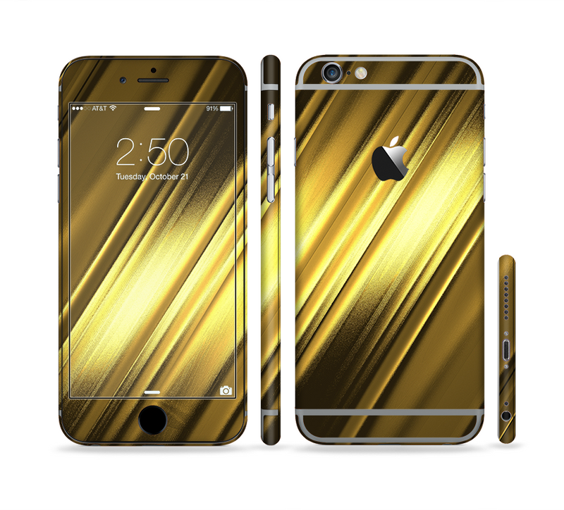 The Shimmering Slanted Gold Texture Sectioned Skin Series for the Apple iPhone 6