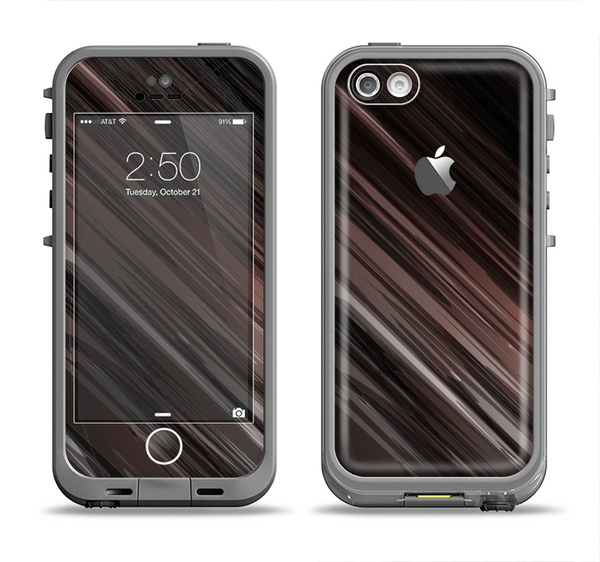 The Shiny Brown Highlighted Line-Surface Apple iPhone 5c LifeProof Fre Case Skin Set